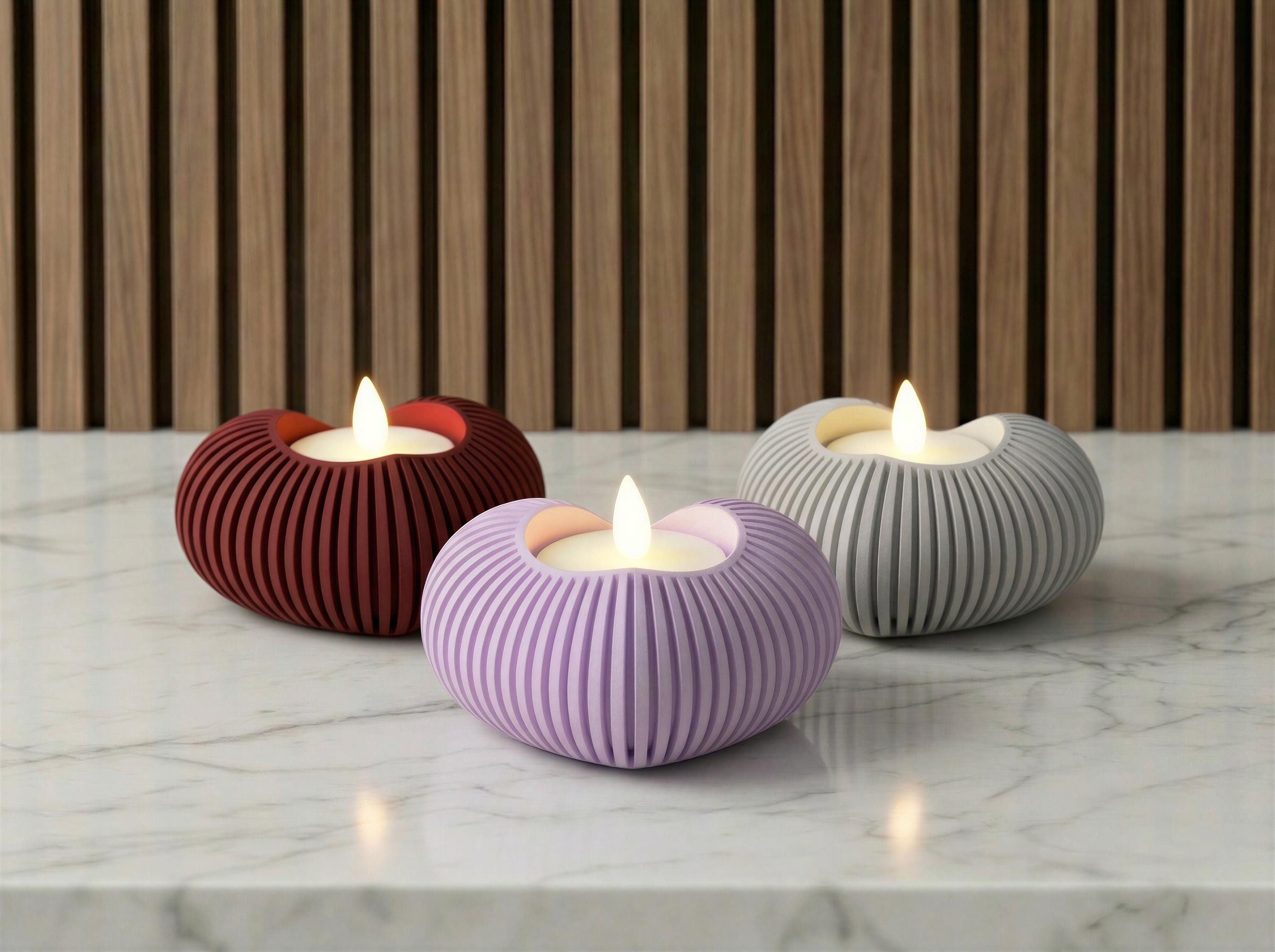 Heart Tealight Holder – Ribbed Romantic Valentine's Day Decor – Anniversary & Wedding Candle